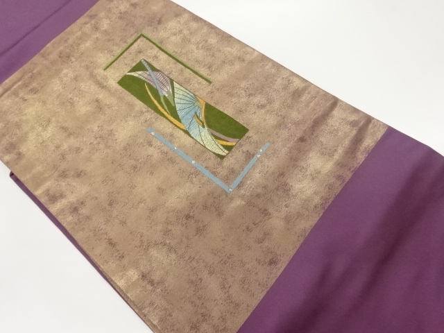 引箔短冊に抽象模様刺繍名古屋帯